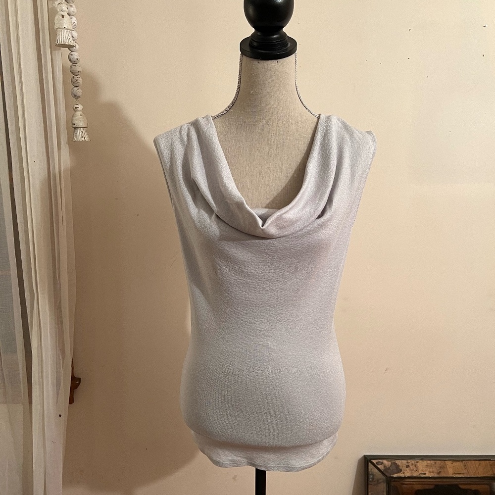 Michael Stars Tank Top with Cowl Neck Collar in Silver Gray